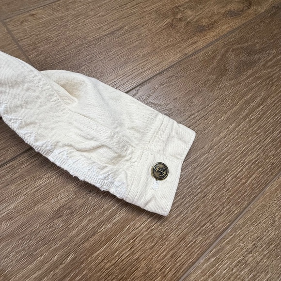 Crewcuts By J. Crew Girls Cream Denim Jean Jacket, Button Front, Embroidered 10 - Picture 12 of 16